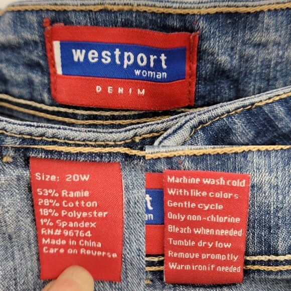 Vintage 90's Westport High-rise Wide Leg Jeans 20W Embordered Stonewash Hippy - Picture 4 of 15